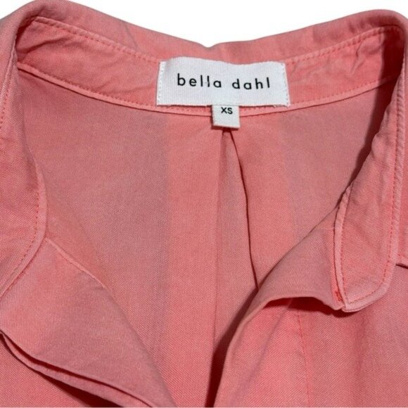Bella Dahl Pink Tencel Button Down Shirt XS | Soft Long Sleeve High-Low Blouse - Picture 10 of 12